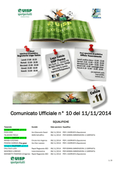 Comunicato 10 del 11 novembre