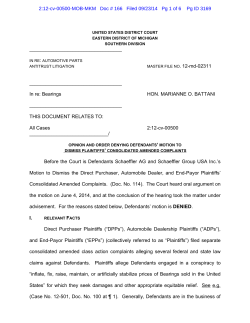 In re Automotive Parts Antitrust Litigation