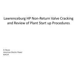 Lawrenceburg HP Non-Return Valve Cracking