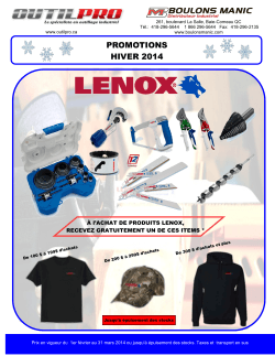 PROMOTIONS HIVER 2014