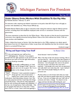 Spring 2014 MPF Newsletter - Michigan Partners for Freedom