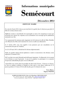 Informations municipales &ndash; D&eacute;cembre 2014