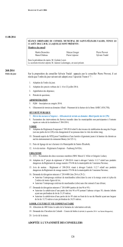 Procès-verbal du 11 août 2014 - La Municipalité de Saint-Félix