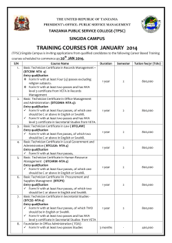 training courses january 2014 - Courses offered at TPSC