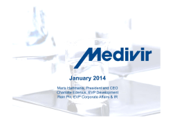 Medivir presented at the JP Morgan Healthcare Conference in USA