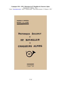 Campagne 1914 – 1918 - Historique du 22e Bataillon de Chasseurs