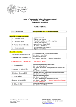 Calendario didattico a.a. 2014-2015