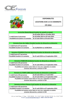 DISPONIBILITES LOCATIONS AVEC LE CE CHEMINOTS ETE 2014
