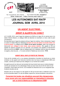 LES AUTONOMES SAT-RATP JOURNAL SEM AVRIL 2014