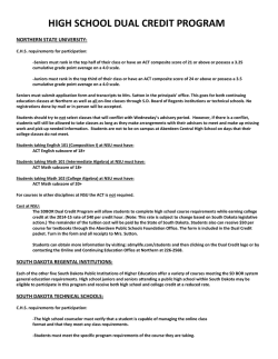 HIGH SCHOOL DUAL CREDIT PROGRAM