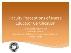 Faculty Perceptions of Nurse Educator Certification