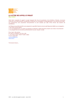 La lettre du CDN des appels à projet / 2014