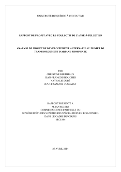 analyse de projet de développement alternatif au projet de