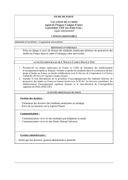 FICHE DE POSTE - Ambassade de France