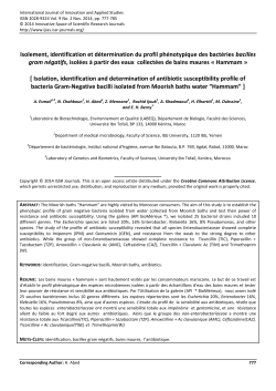 Isolement, identification et d&eacute;termination du profil