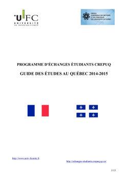 Guide CREPUQ 2014-2015 - Universit&eacute; de Franche
