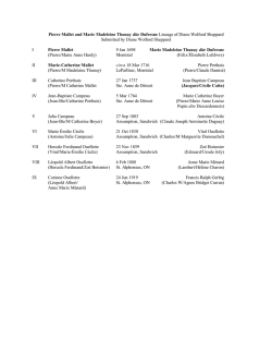 Pierre Mallet and Marie Madeleine Thunay dite Dufresne Lineage of