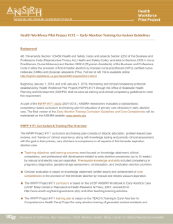Early Abortion Training Curriculum Guidelines