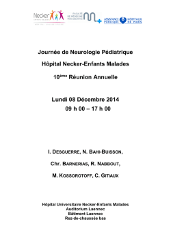 Journ&eacute;e de Neurologie P&eacute;diatrique H&ocirc;pital Necker