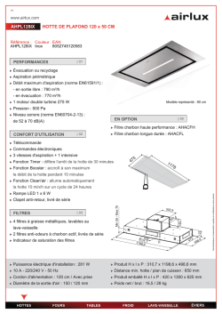 HOTTE DE PLAFOND 120 x 50 CM AHPL128IX