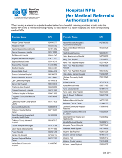Hospital NPI s (for medical referrals/authorizations) (PDF) - e