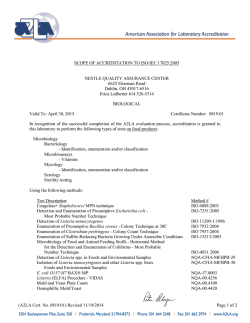 (A2LA Cert. No. 0819.01) Revised 11/19/2014 Page 1 of 2 SCOPE