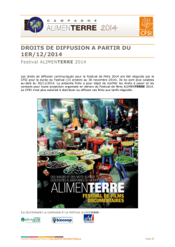 Droits de diffusion &eacute;dition 2014