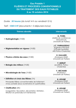 Eau Potable 1 - Apten - Universit&eacute; de Poitiers