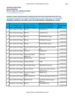 hearing schedule on april 2014 in nyarugenge