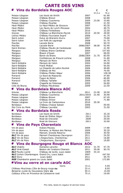 CARTE DES VINS