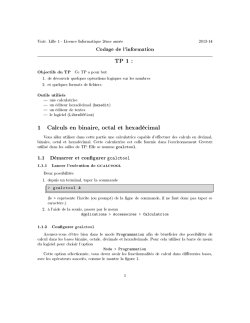 TP 1 : 1 Calculs en binaire, octal et hexad&eacute;cimal