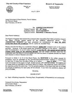 Item 4, Jurisdiction Request @ 587 - 29th Street