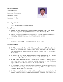 Dr. R Rakkiyappan - Bharathiar University