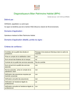 Diagnostiqueurs Bilan Patrimoine Habitat (BPH)