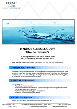HYDROBALNEOLOGUE® Titre de niveau IV