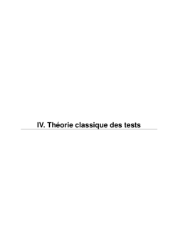 IV. Th&eacute;orie classique des tests