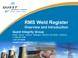 RMS Weld Register - Quest Integrity Group