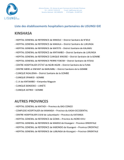 Liste des établissements hospitaliers partenaires de LISUNGI GIE à