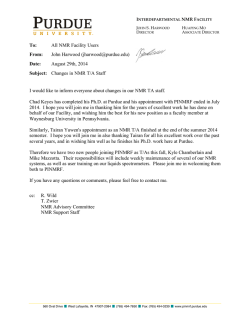 Memo - Purdue Interdepartmental NMR Facility