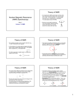 Nuclear Magnetic Resonance (NMR) Spectroscopy Theory of NMR