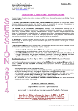 inscription en cm2 2014 - Lyc&eacute;e franco