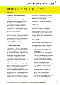 HORIZON 2020 - LEIT &ndash; NMP