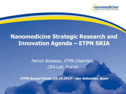 Nanomedicine Strategic Research and Innovation Agenda