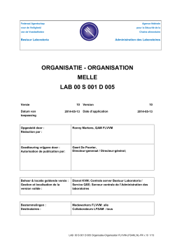 ORGANISATIE - ORGANISATION MELLE LAB 00 S 001 D 005