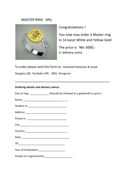 MASTER RING MSc Congratulations ! You now may order a Master