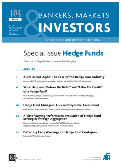 Special Issue Hedge Funds