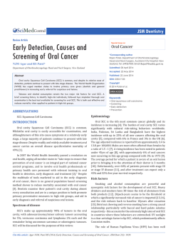 Early Detection, Causes and Screening of Oral