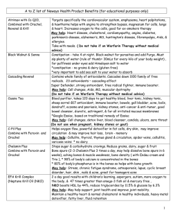 A to Z list of Neways Health Product Benefits