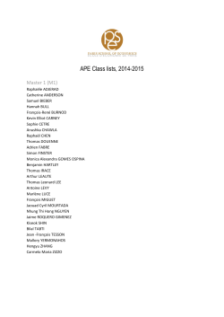 APE Class lists, 2014-2015