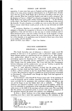 Rofe, D --- "Collusive Agreements: Johannsen v Johannsen" [1954
